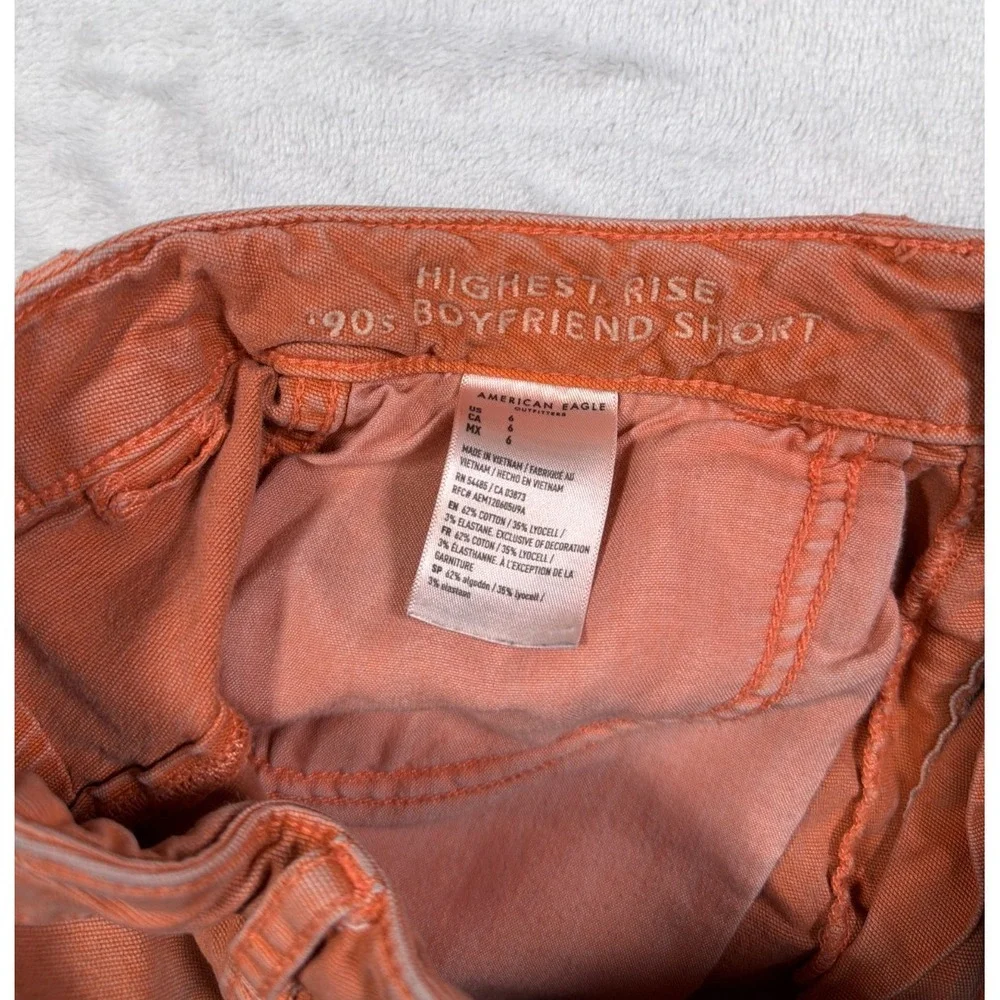American Eagle Jean Shorts Womens Size 6 Orange Highest Rise '90s Boyfriend